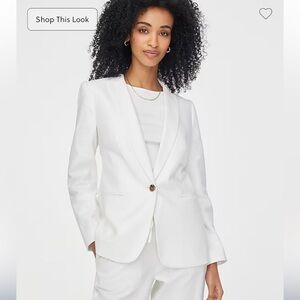 J. Crew Linen cotton Blend One Button Blazer in White Size 2 Petite NEW